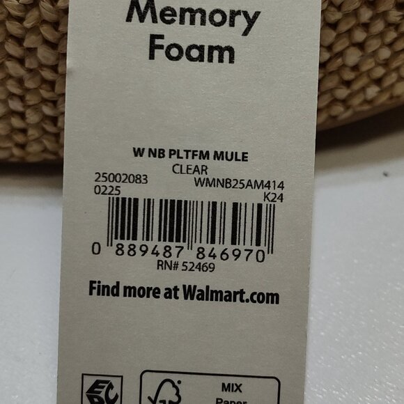 No Boundaries Platform Mule Jute Rattan Sandals Clear Strap Memory Foam Size 10 - Picture 8 of 9